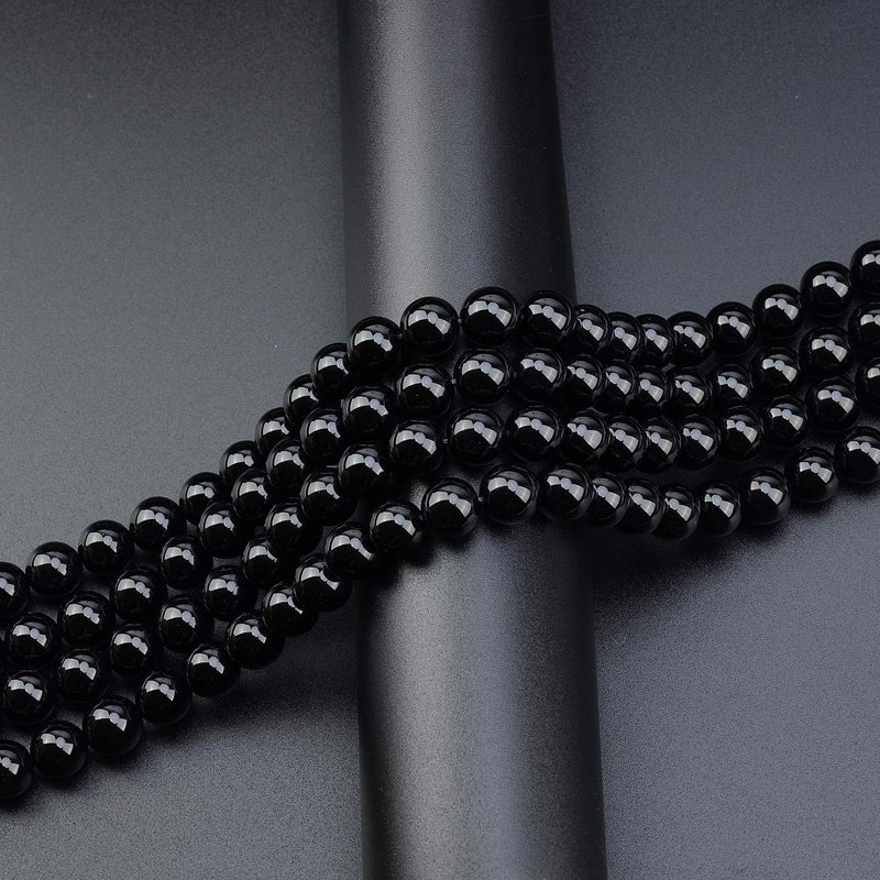 LPBeads 80 قطعة مصقول 10 مللي متر الجولة الطبيعية الأسود Onxy الأحجار الكريمة فضفاض الخرز مع الحبل تمتد لصنع المجوهرات الأساور - Image 4